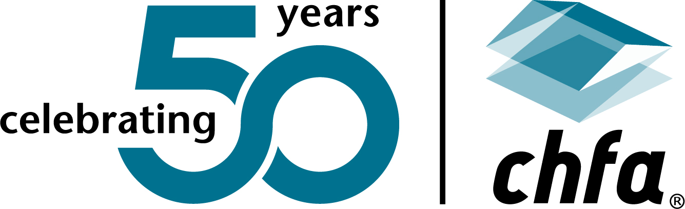 CHFA anniversary logo that reads "Celebrating 50 Years"